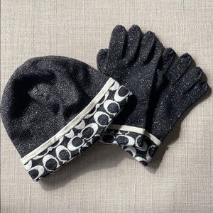 Coach matching hat and gloves with sparkles used